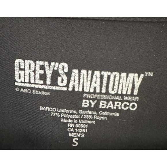 Grey's Anatomy Scrub Set Cargo Pants & V Neck Top Men's Black Size Small - Picture 4 of 7